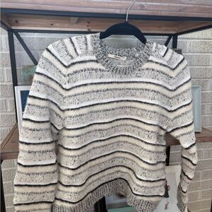 J Brand Monochrome Striped Crew Neck Sweater